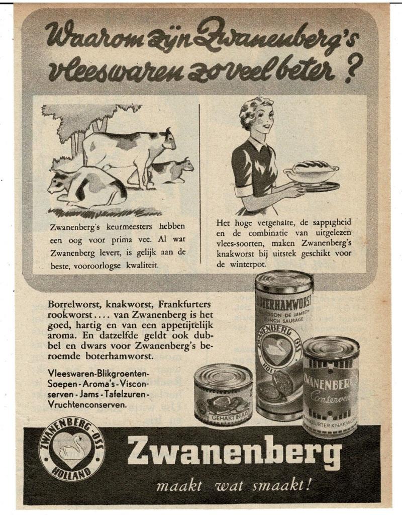 De vleeswaren van ZWANENBERG zijn  beter ? 1950, Verzamelen, Verzenden, Zo goed als nieuw, Overige typen