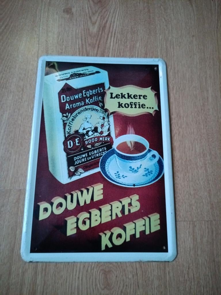 Vintage Douwe Egberts Emaille Reclamebord - Koffie, Ophalen of Verzenden
