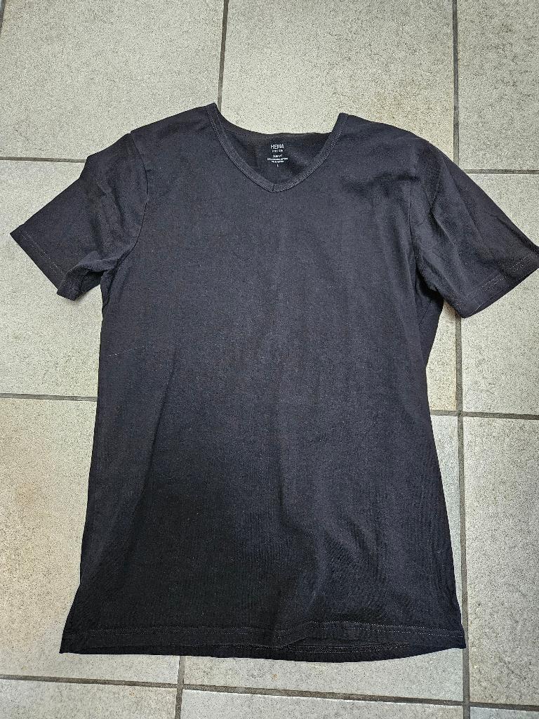 Zwart v-neck shirt, Hema, maat L, slim fit, Kleding | Heren, T-shirts, Hema, Maat 52/54 (L), Zwart, Ophalen of Verzenden