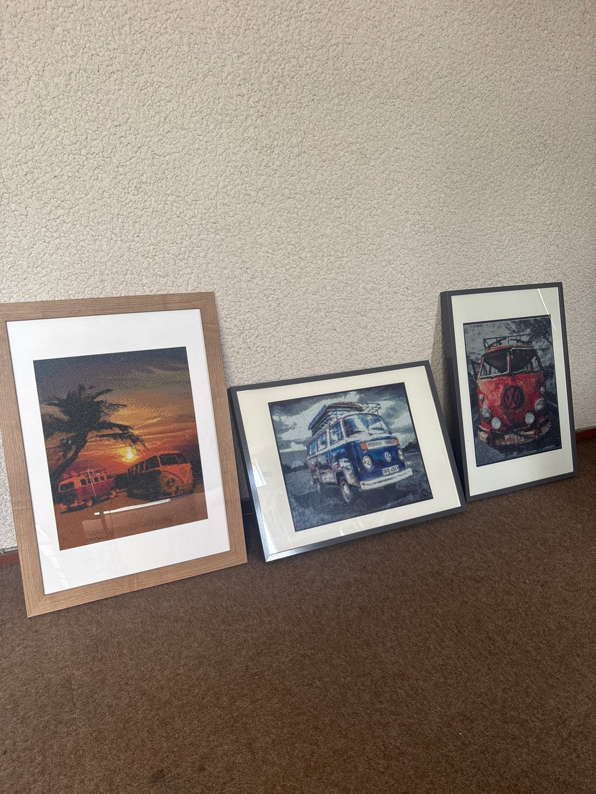 3 Diamond Paintings VW busjes ingelijst, Ophalen, 50 – 75, Overige typen, Zo goed als nieuw