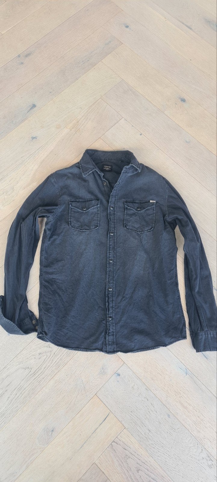 Jack & Jones jeanshemd / jeans overhemd, Zwart, Zo goed als nieuw, Jack & Jones, Halswijdte 39/40 (M)