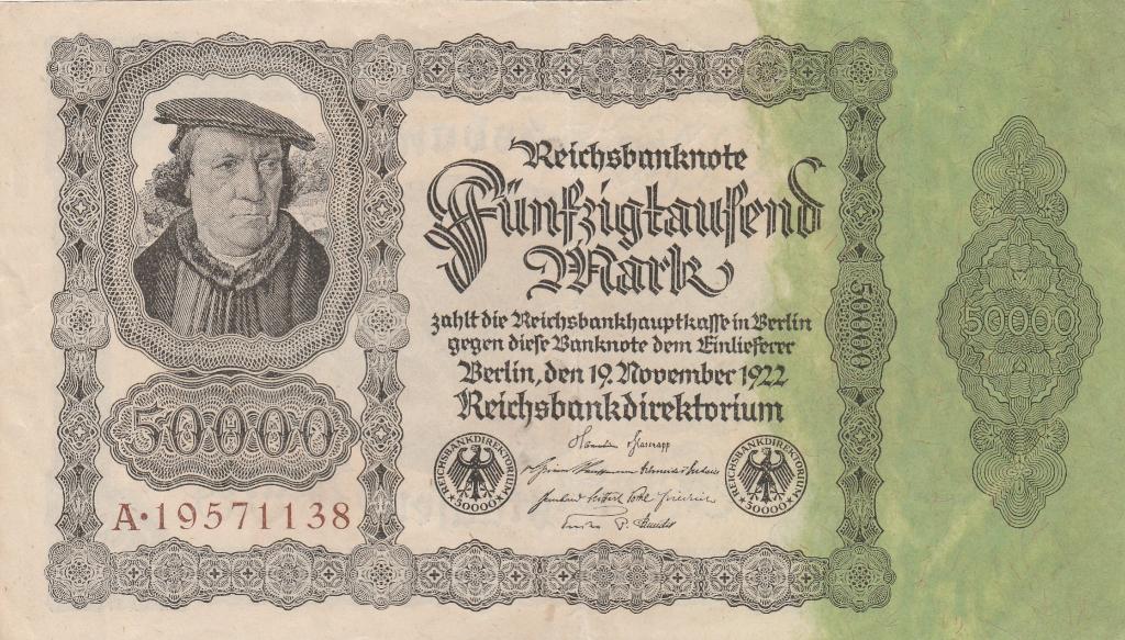Duits bankbiljet van 50.000 Mark, 1922, Postzegels en Munten, Bankbiljetten | Europa | Niet-Eurobiljetten, Ophalen of Verzenden