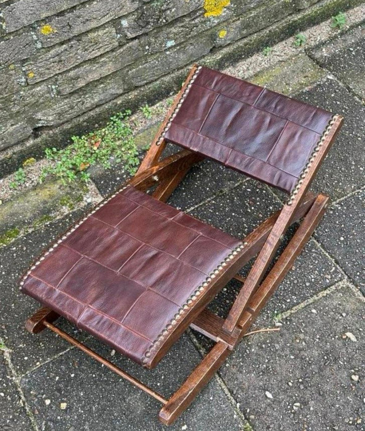 Klasieke retro Lederen Voetenbankje In hoogtes te verstellen, Antiek en Kunst, Ophalen of Verzenden