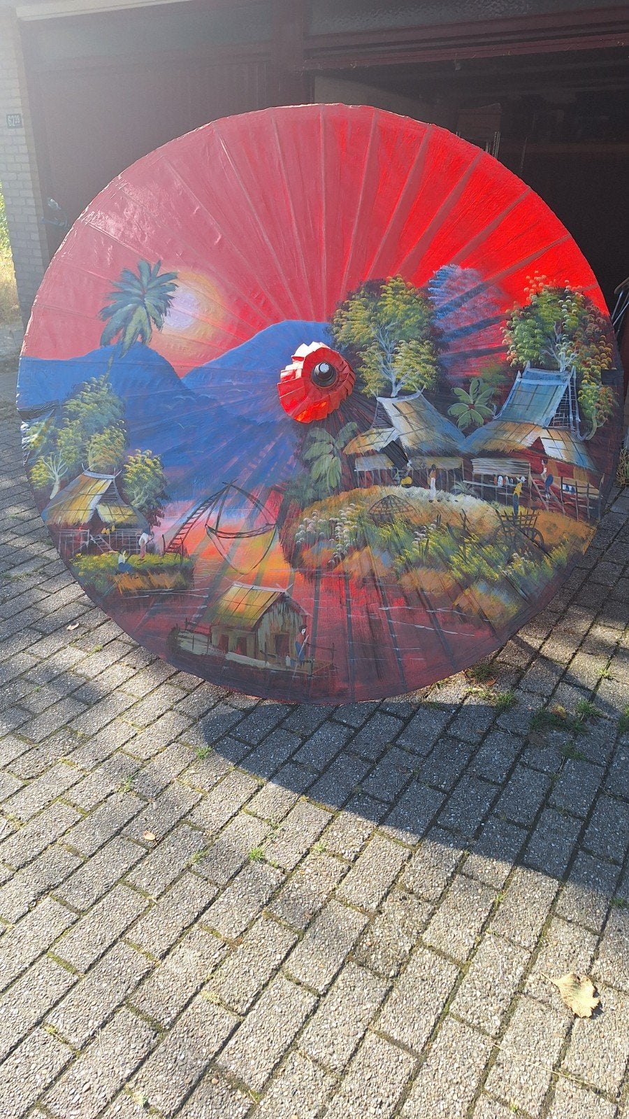 Oosterse Handbeschilderde Parasol - 2m - Prachtige, grote ha, Ophalen, Gebruikt