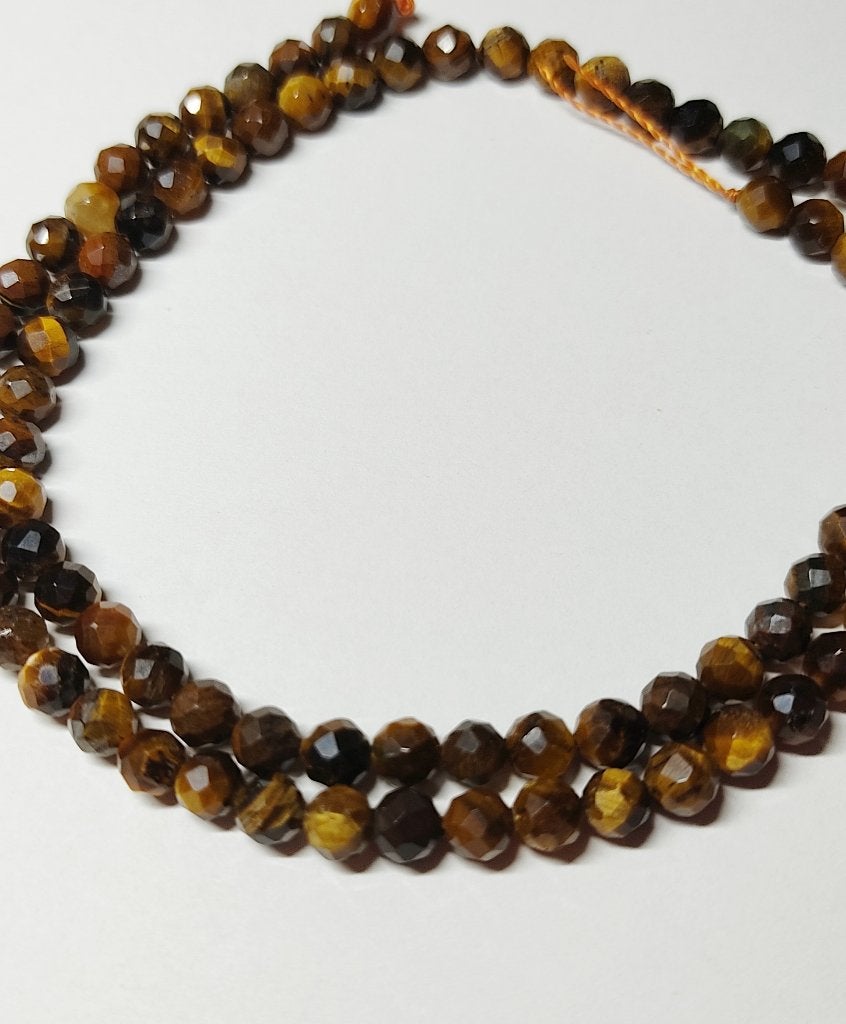 Tiger Eye / Tijgeroog kralen, faceted, 4 mm, per streng..., Ophalen of Verzenden, Nieuw, Kraal
