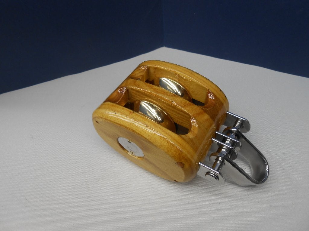 Houten Blokken / Katrollen,  dubbelschijfs voor 12 - 14 mm, Ophalen of Verzenden, Nieuw, Lijn of Blok
