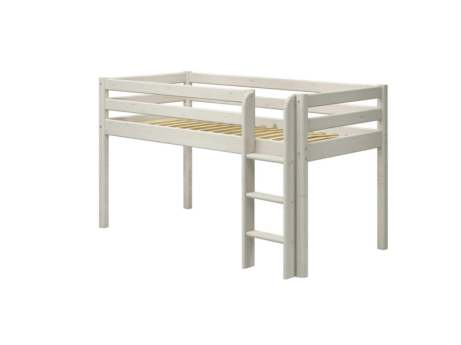 Flexa Halfhoogslaper White Wash - Inclusief Lattenbodem, Huis en Inrichting, Ophalen, Gebruikt, 90 cm, Eenpersoons