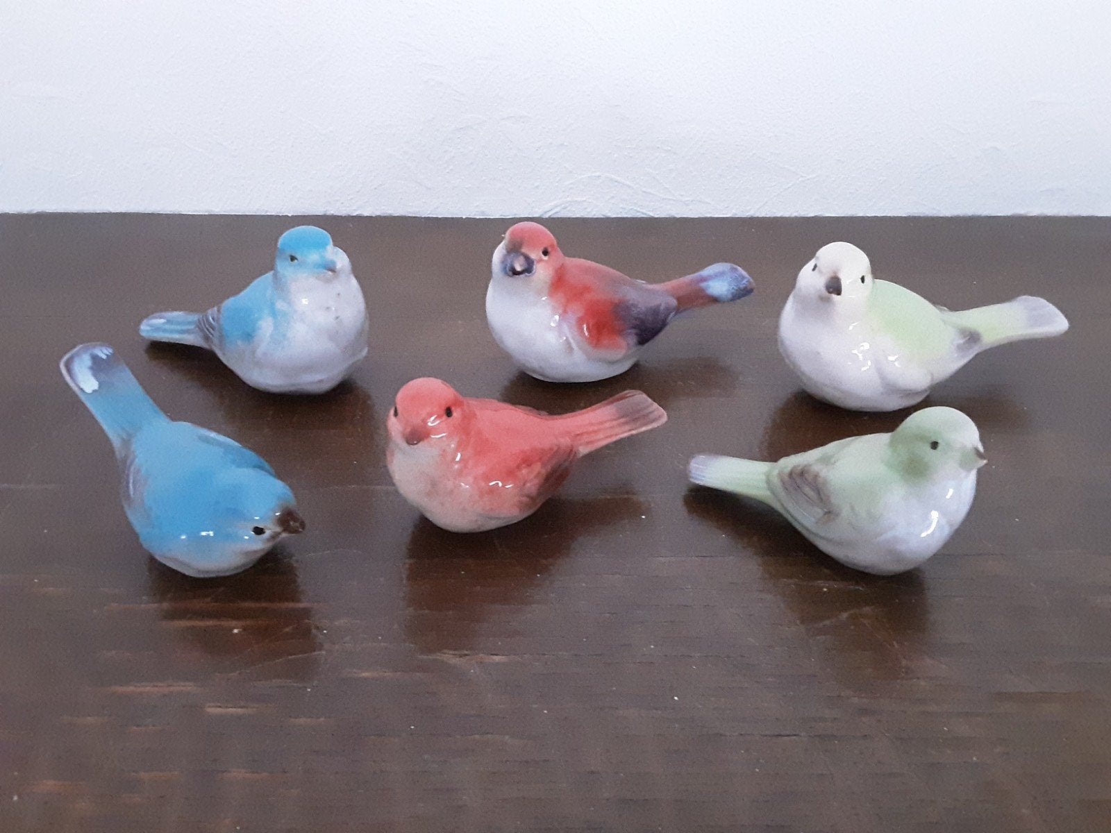 Zes vintage keramieken vogeltjes., Ophalen of Verzenden
