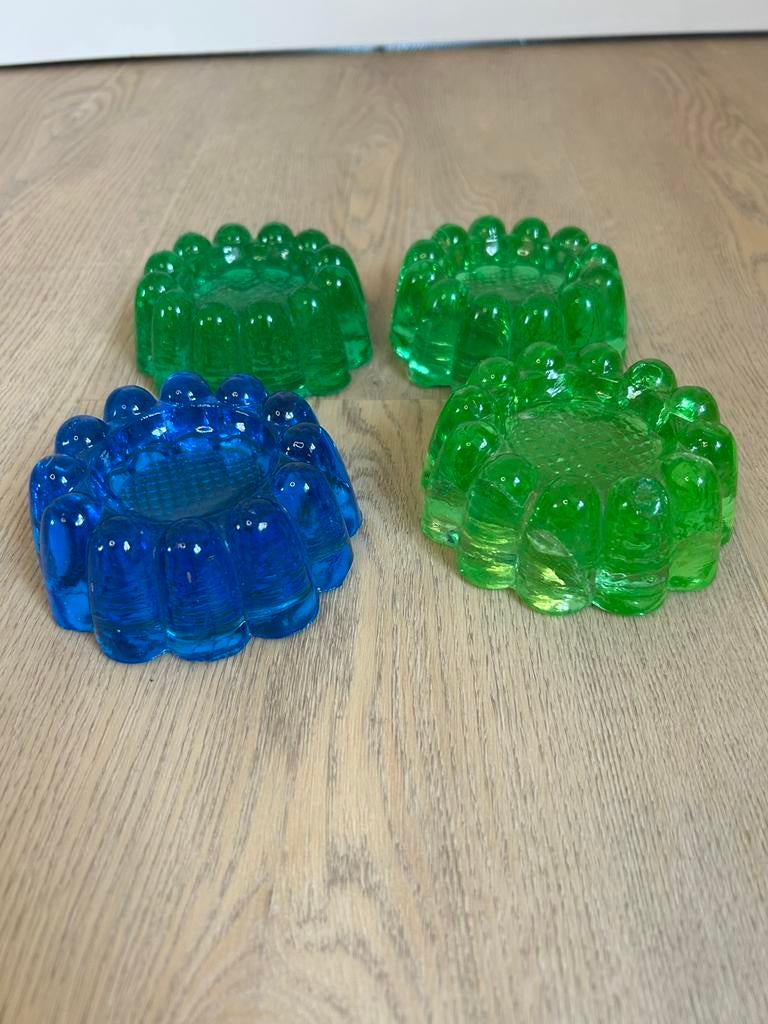 Prachtige set vintage glazen piano onderzetters (4 stuks), Ophalen of Verzenden