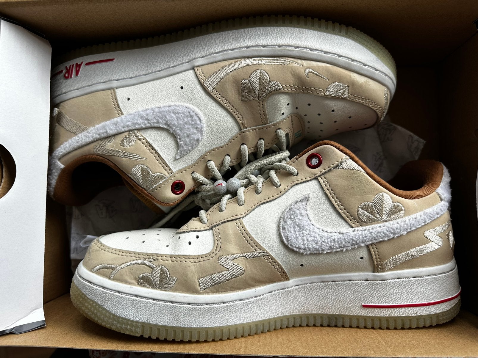 Nike Air force 1 maat 38,5, Verzenden, Gedragen, Beige, Sneakers of Gympen