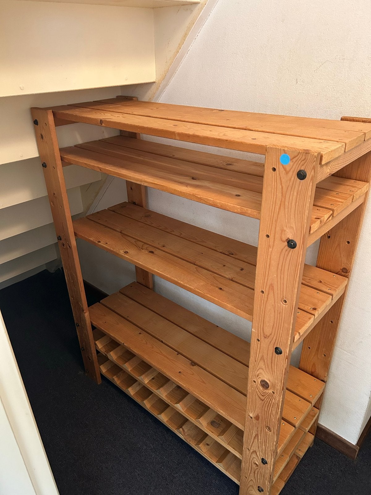 Houten opbergrek met wijnrek, Ophalen, Gebruikt