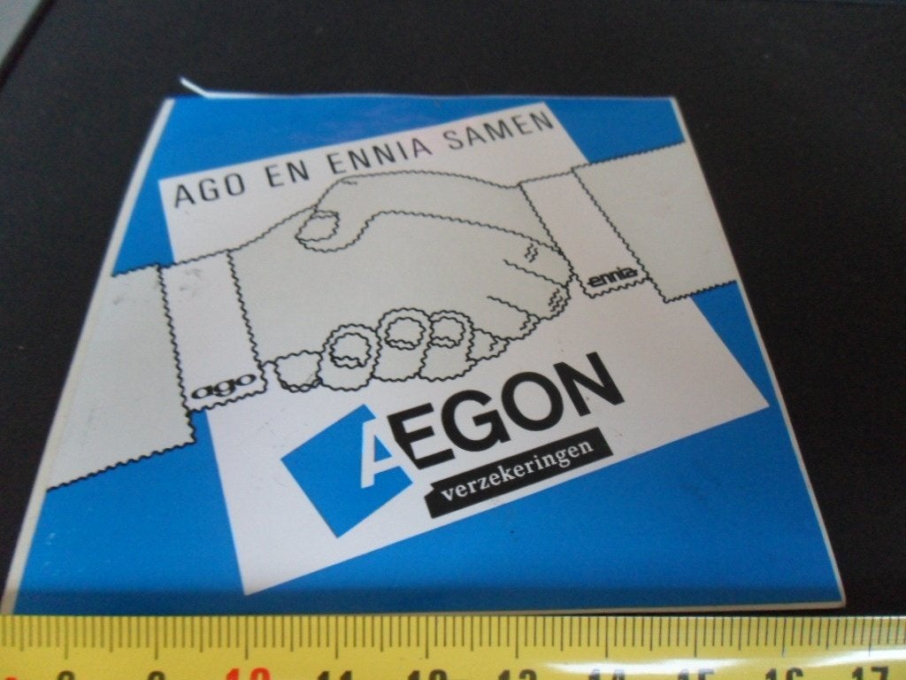 sticker ago en ennia samen AEGON verzekeringen, Ophalen of Verzenden, Zo goed als nieuw