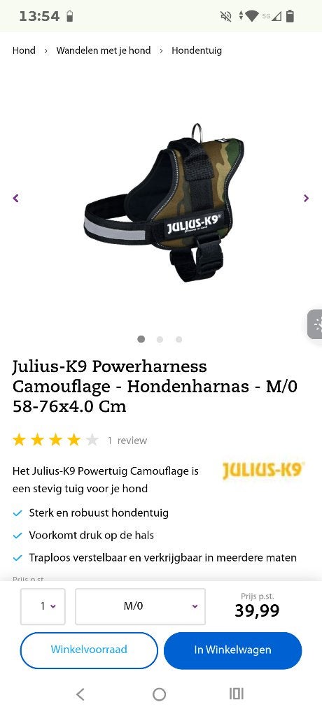 Julius K9 camouflage honden tuig maat M, Dieren en Toebehoren, Julius-K9, Ophalen of Verzenden, Gebruikt