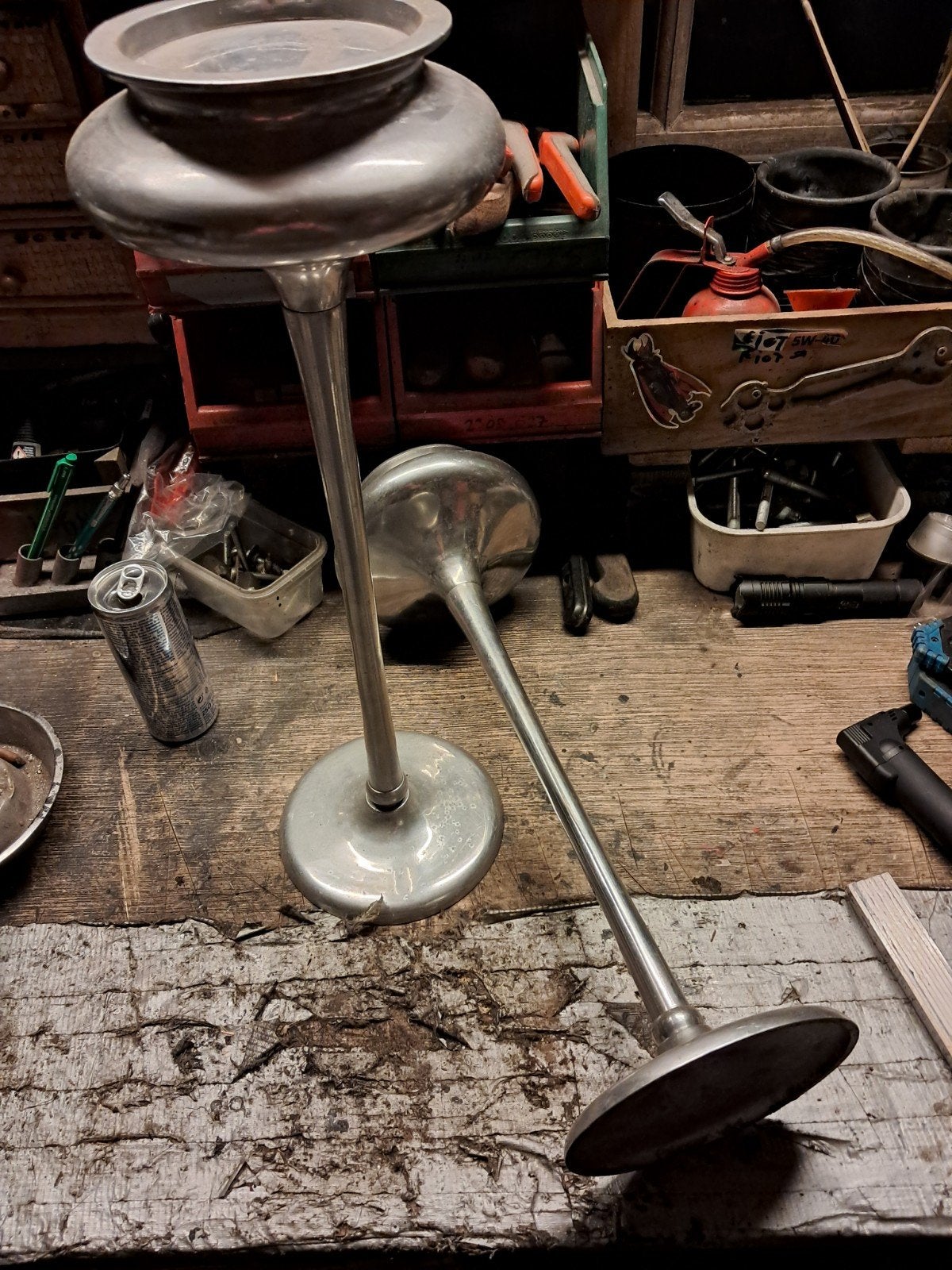 Vintage aluminium staande asbakken (2 stuks), Ophalen of Verzenden