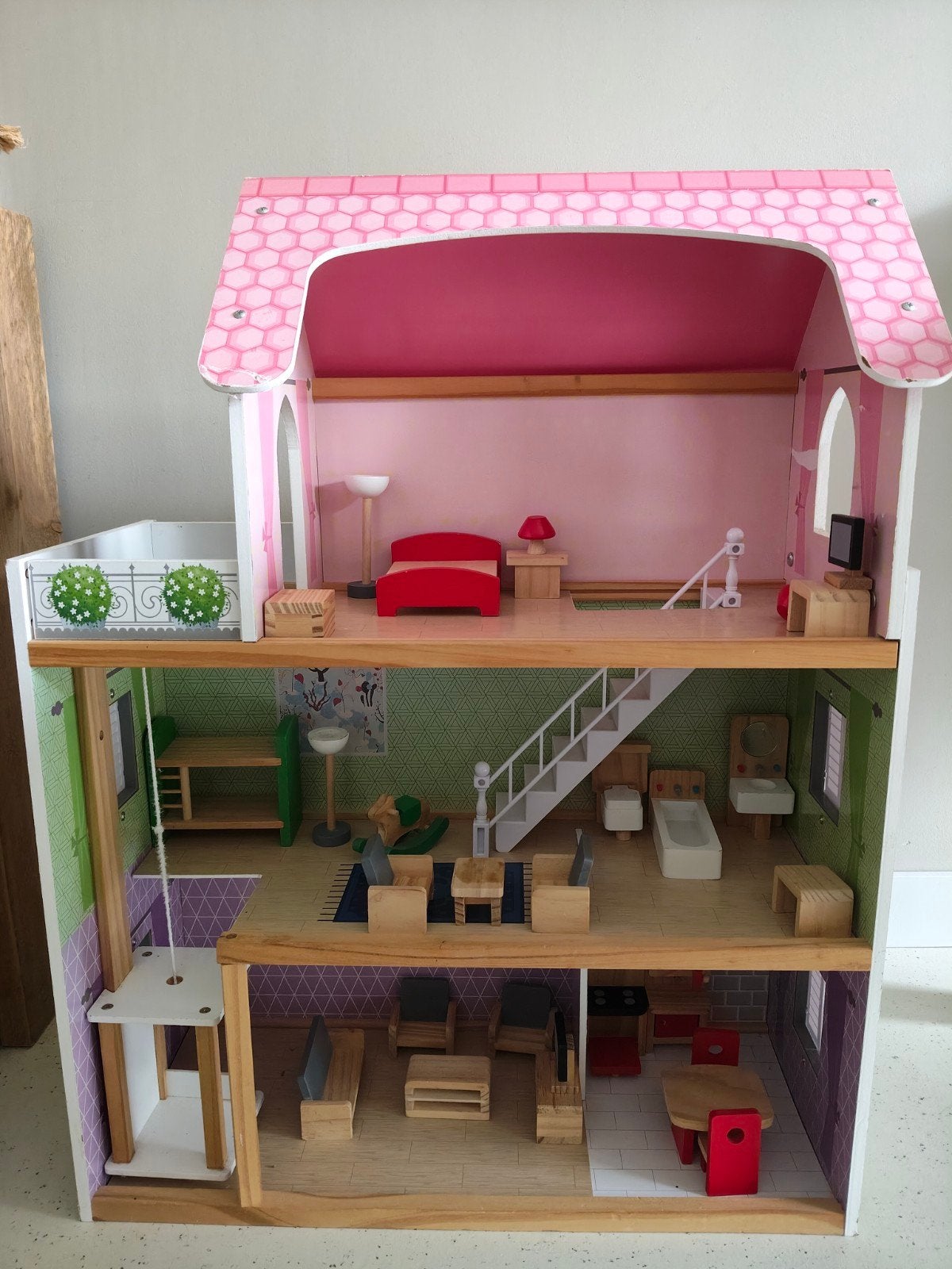 Poppenhuis met meubels, Kinderen en Baby's, Speelgoed | Poppen, Gebruikt, Overige typen, Ophalen
