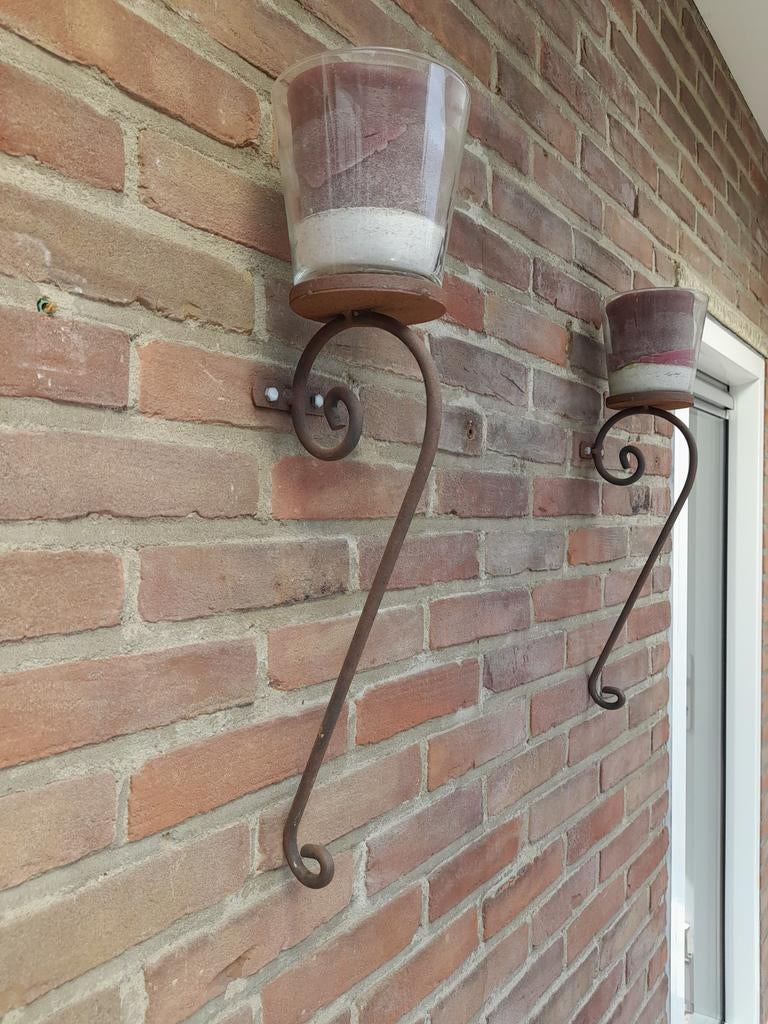 Wanddecoratie Smeedijzer met glas, Ophalen of Verzenden, Zo goed als nieuw, IJzer, Overige typen