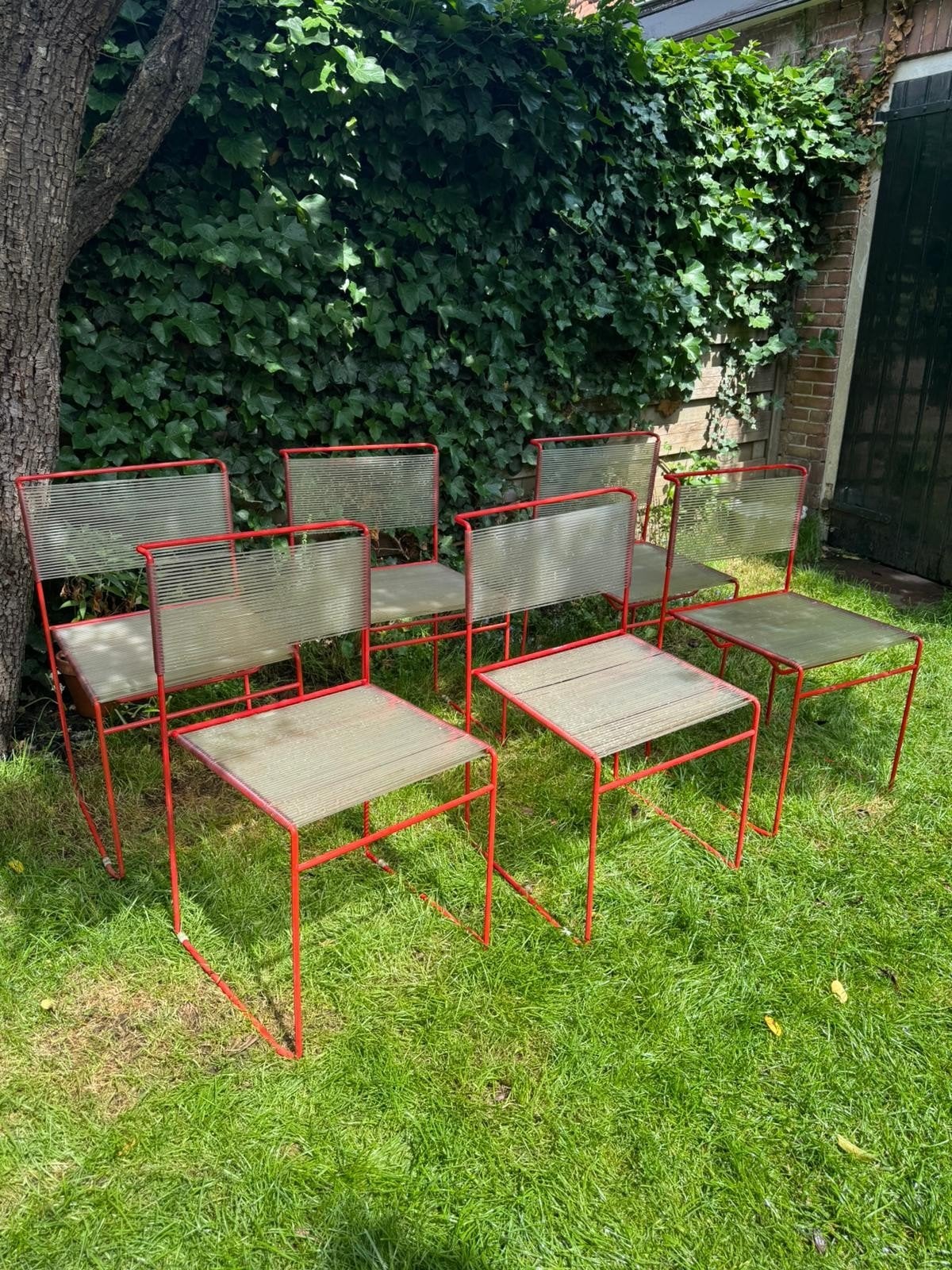 FLY LINE 'SPAGHETTI' CHAIRS BY GIANDOMENICO BELOTTI, Tuin en Terras, Tuinstoelen, Ophalen of Verzenden, Gebruikt, Metaal