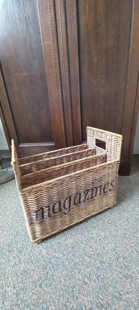 Riviera Maison stijl krantenbak/lectuurbak 'Magazines', Natuurlijk materiaal, Ophalen of Verzenden, Zo goed als nieuw, Meerdere vakken