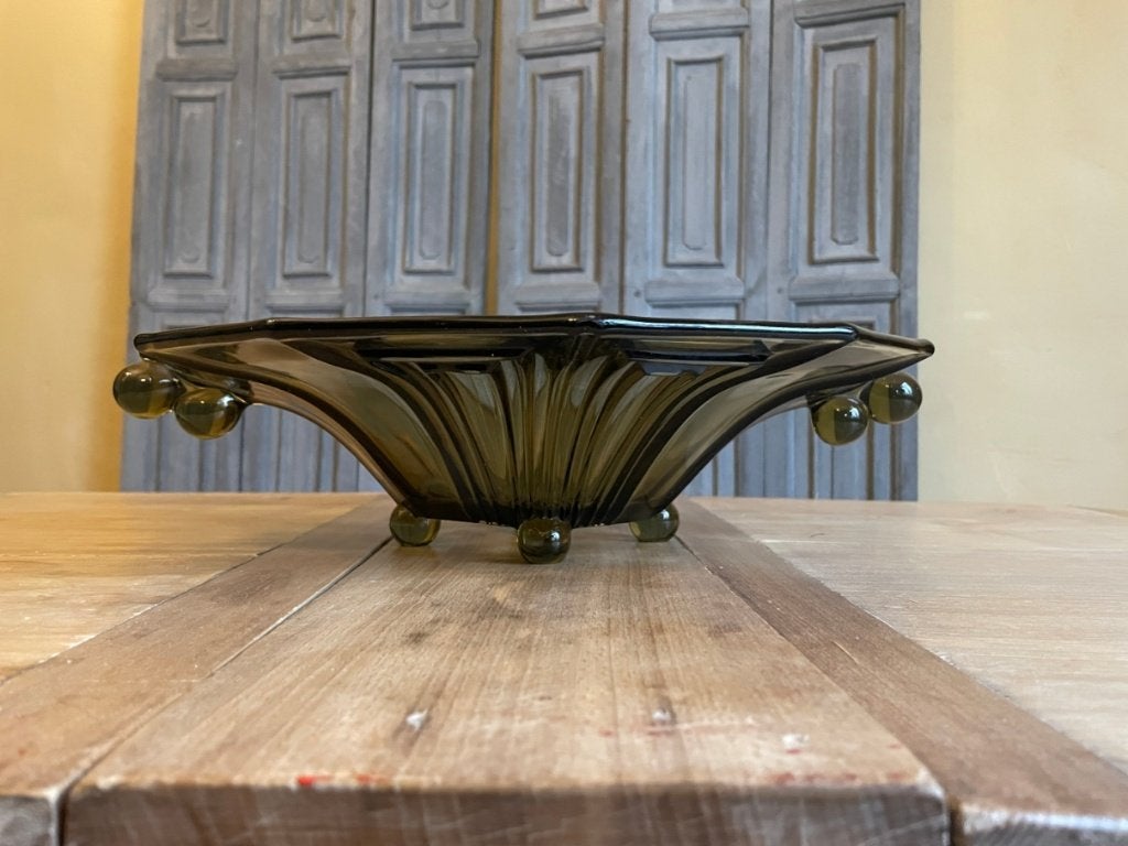 Schaal Fruitschaal art deco 1930 Mosgroen Frans, Ophalen of Verzenden