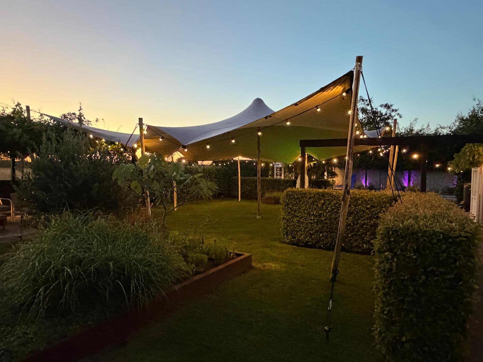 Stretchtent 10 x 7,5 meter te huur | incl. op- en afbouw, Ophalen, Overige typen, 6 meter of meer, 8 meter of meer