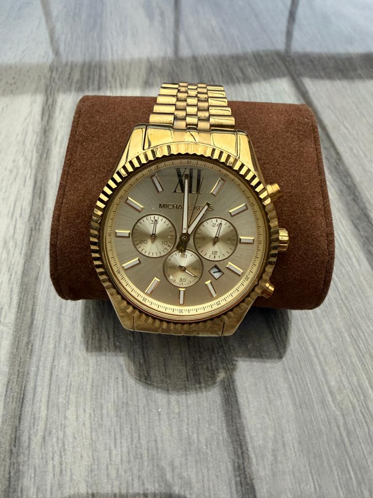 Michael Kors Heren Horloge MK8281 - Goudkleurig, Sieraden, Tassen en Uiterlijk, Horloges | Heren, Overige merken, Gebruikt, Staal