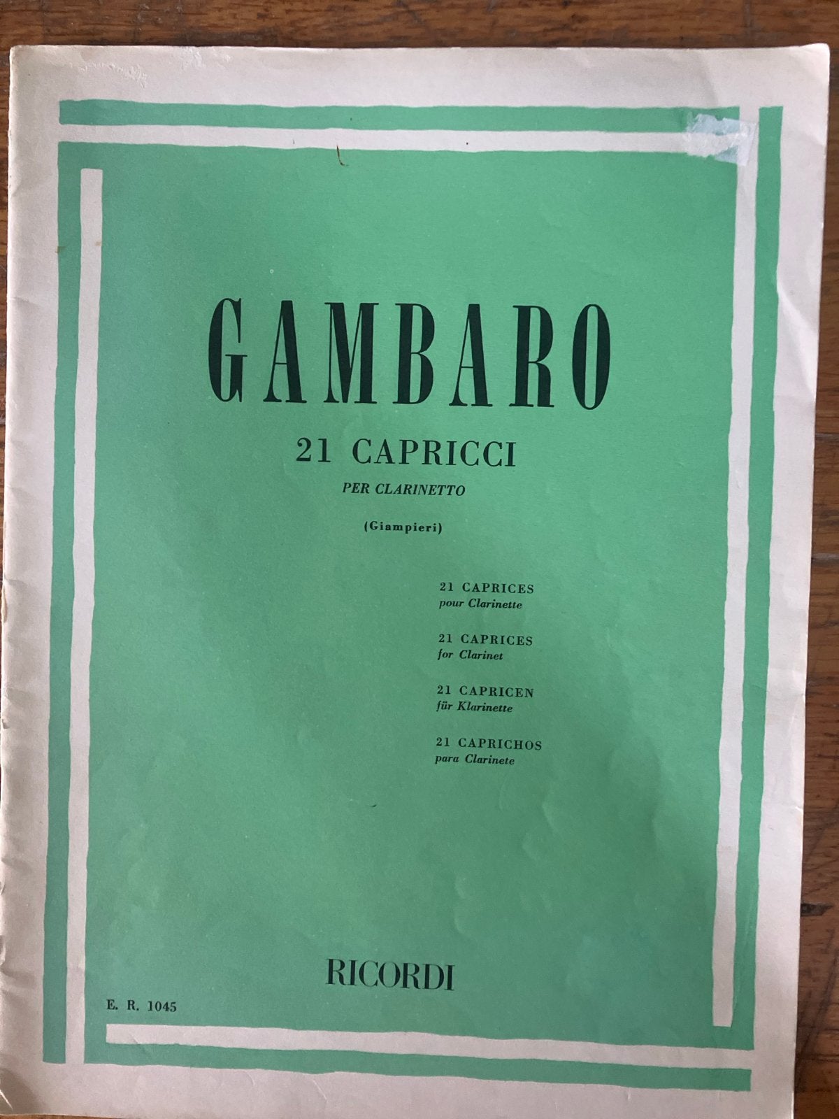 Gambaro - 21 Capricci per Clarinetto (Ricordi), Gebruikt, Klassiek, Les of Cursus, Ophalen of Verzenden