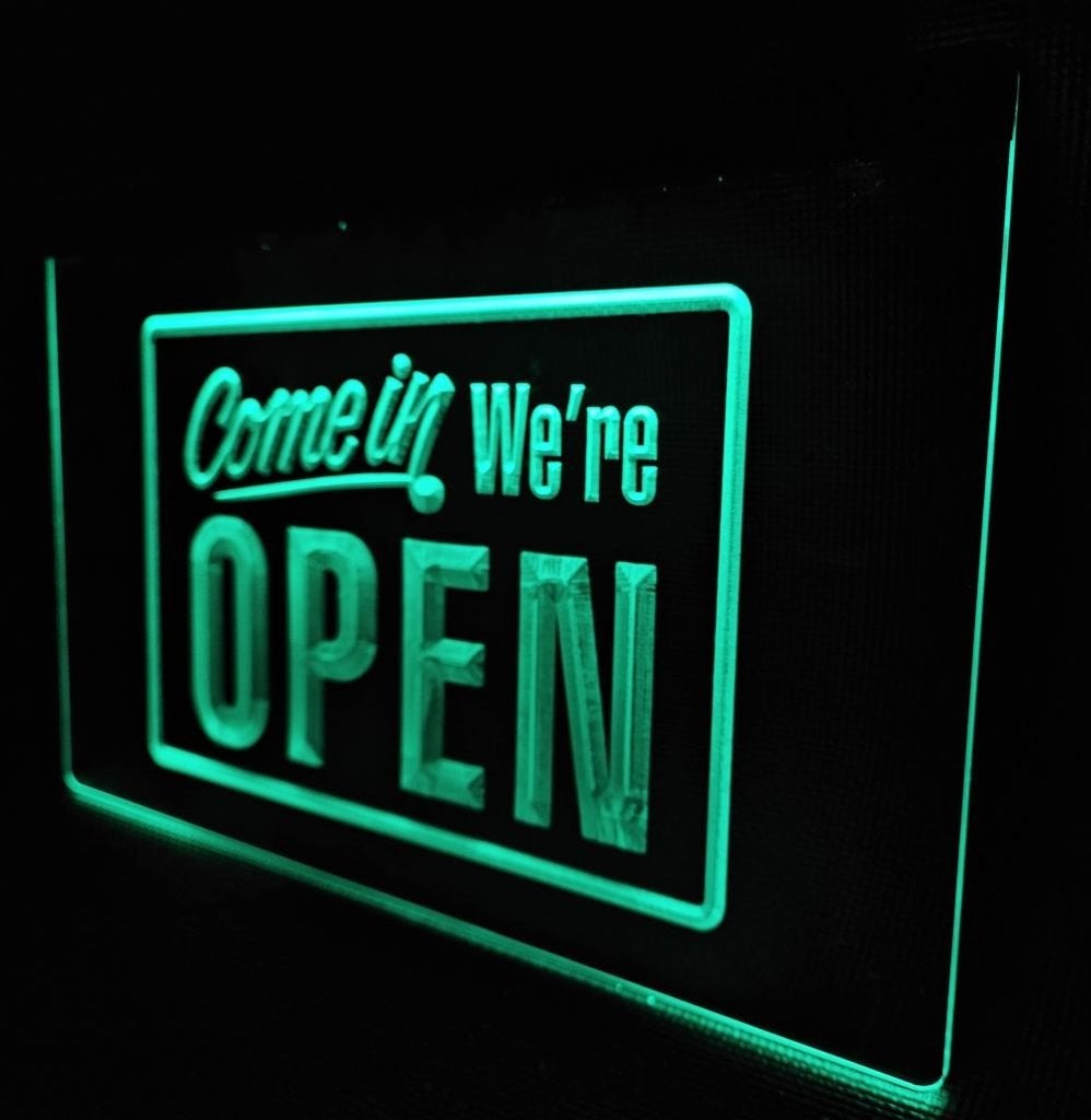 Come in we're Open groen led reclame ledlamp wanddeco lamp, Ophalen of Verzenden, Deco Noord, Info@deconoord.nl, Monetpassage 19 Emmen