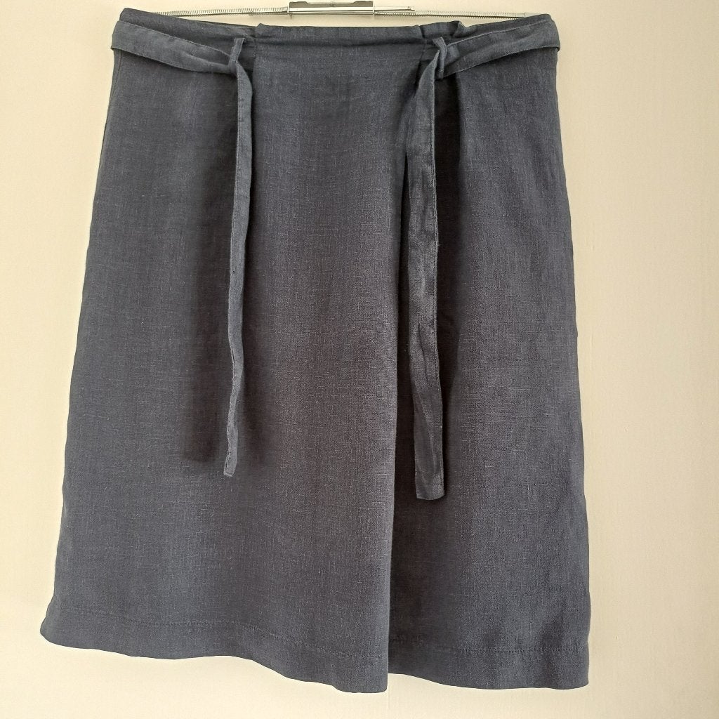 Donkerblauw linnen rokje van Belluna, maat 2, Maat 38/40 (M), Belluna, Zo goed als nieuw, Knielengte