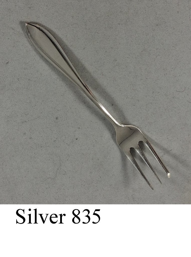 Zilveren taartvorkje Puntfilet antiek 835 zilver, Antiek en Kunst, Ophalen of Verzenden, Zilver
