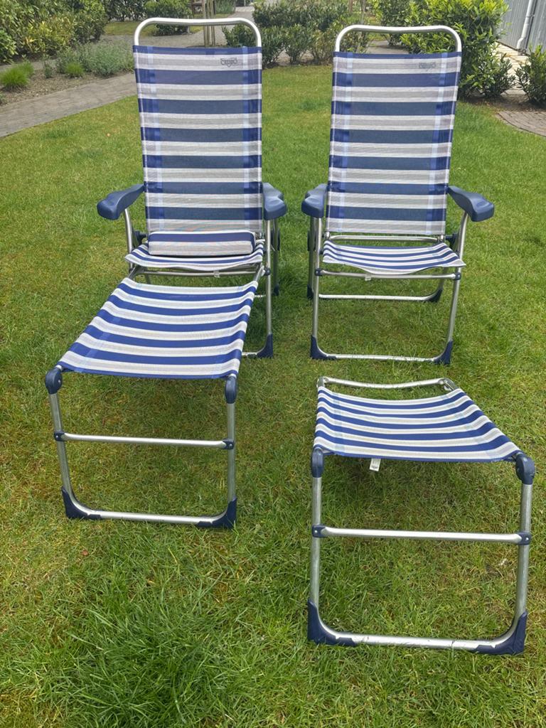 Twee crespo campingstoelen met verlengstuk, Caravans en Kamperen, Kampeermeubelen, Ophalen of Verzenden, Zo goed als nieuw, Campingstoel