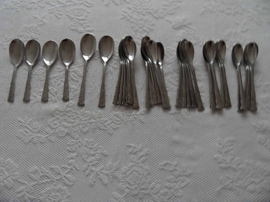 gero zilmeta 453 lepeltjes/vorkjes/schepjes, Ophalen of Verzenden, Gebruikt, Rvs of Chroom