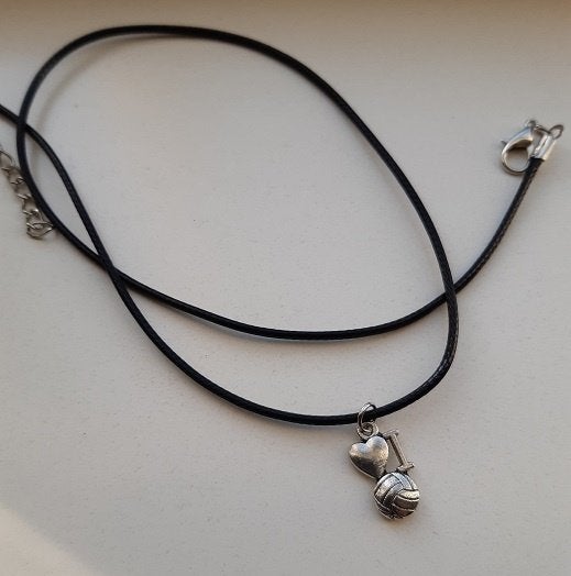 Koordketting wax zwart met hanger I love voetbal, Verzenden, Zwart, Nieuw, Overige materialen