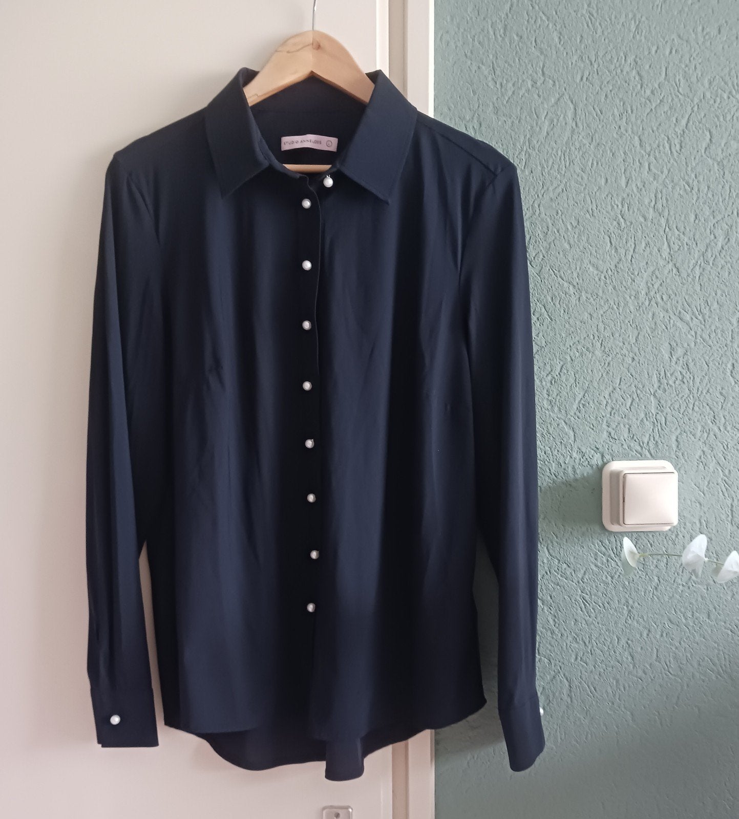 Blouse met parelknopen Studio Anneloes, L, Studio Anneloes, Blauw, Maat 42/44 (L), Ophalen of Verzenden