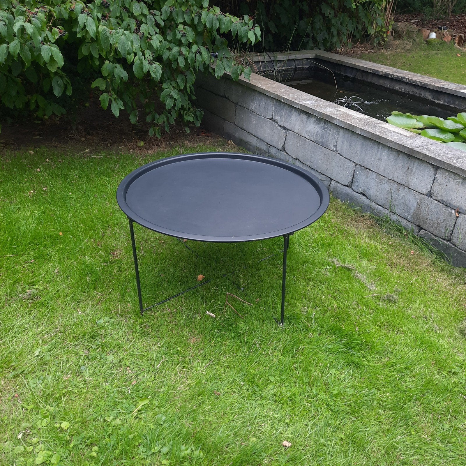 Leuke zwarte tuintafel, salontafel, Ophalen, Gebruikt, Rond, Metaal