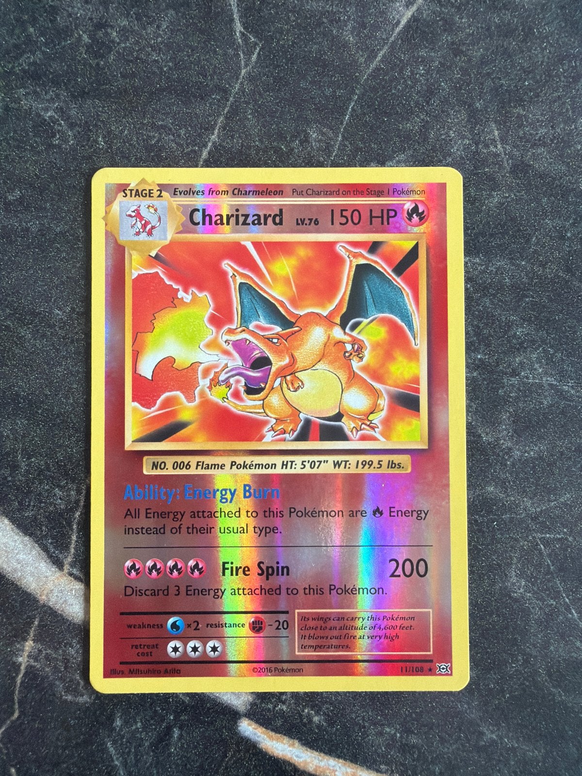 Charizard Pokémon kaart 11/108 XY Evolutions, Verzenden, Zo goed als nieuw, Losse kaart, Foil