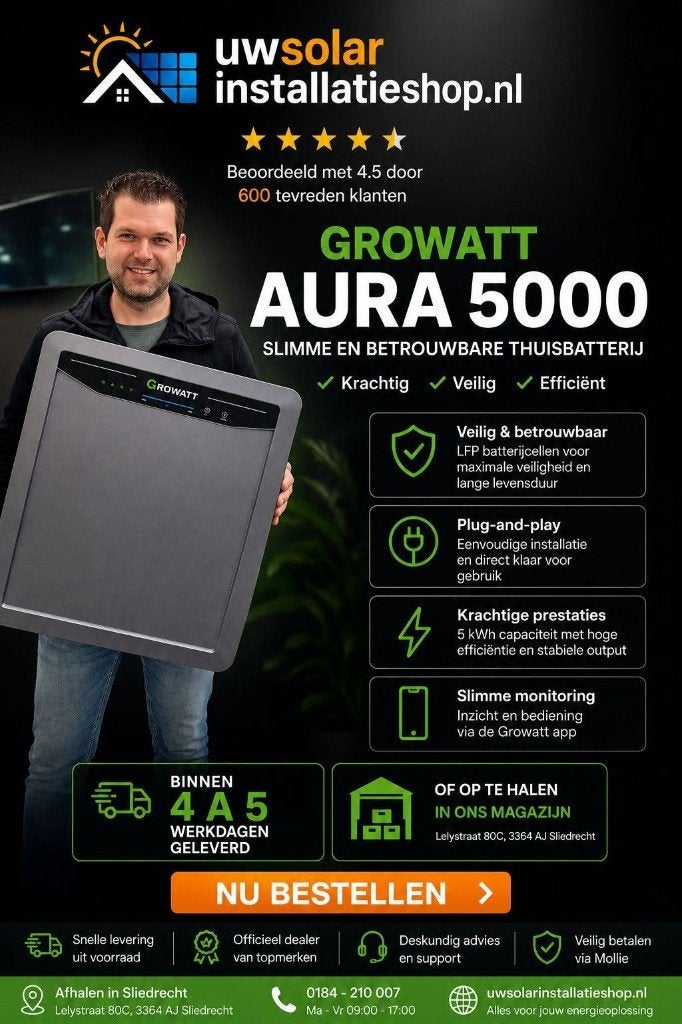 Growatt AURA 5000 5 kWh Thuisbatterij - Slimme Energieopslag, Ophalen of Verzenden, Nieuw, Growatt