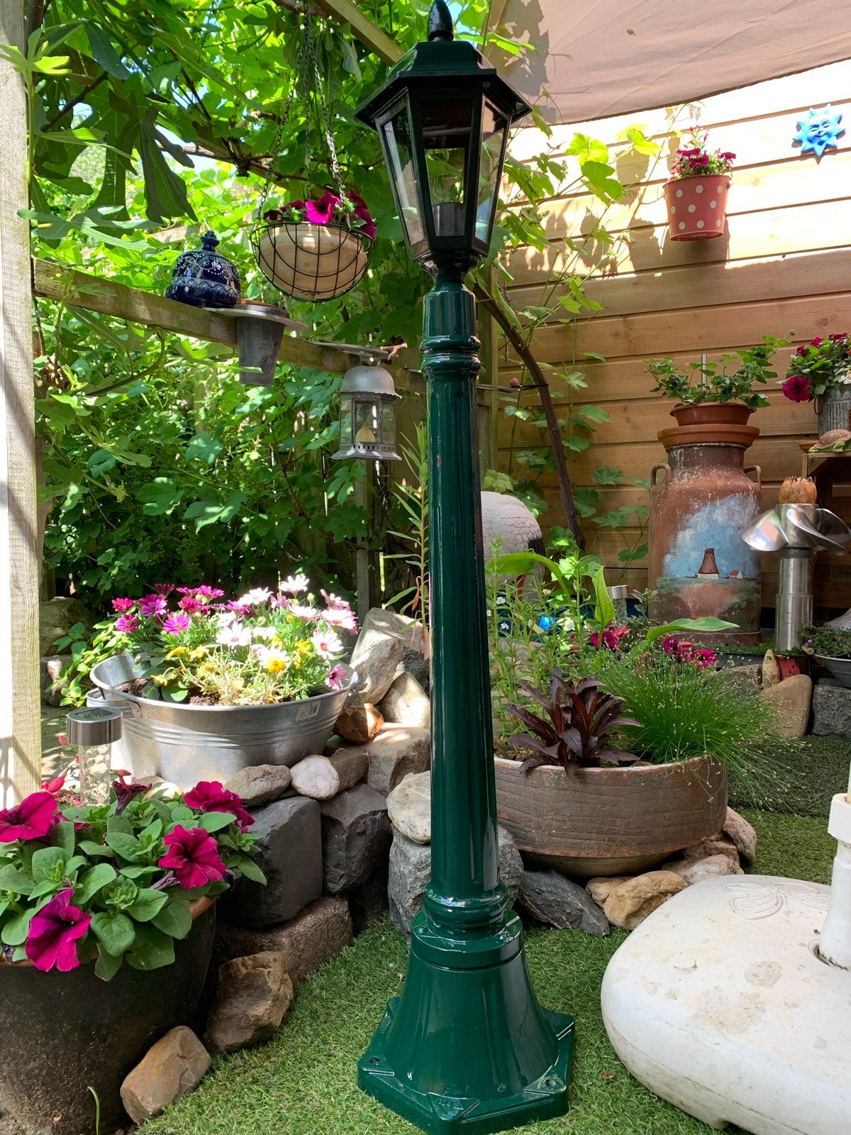 Groene tuinlantaarn - Klassieke buitenverlichting, Ophalen, Minder dan 50 watt, Overige typen, Aluminium