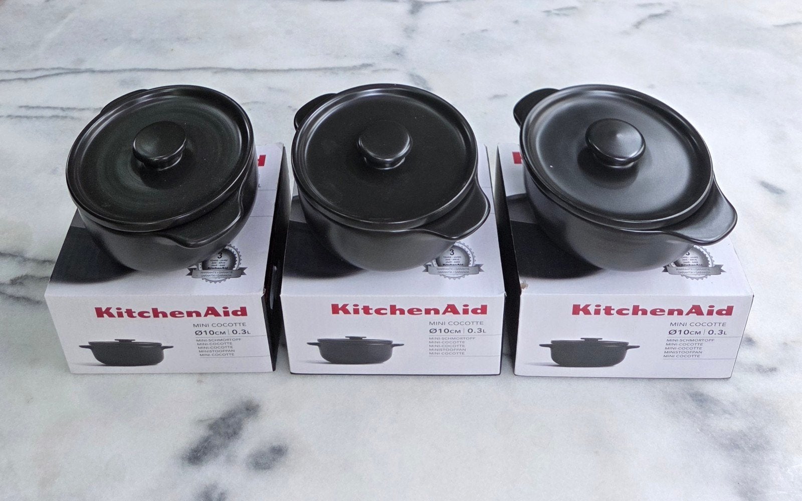 3x KitchenAid mini cocotte / stoofpannetjes (0.3L  Matzwart), Ophalen of Verzenden, Nieuw, Overige stijlen