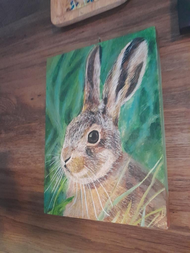 Geschilderde wilde konijn, Huis en Inrichting, Ophalen of Verzenden, Zo goed als nieuw