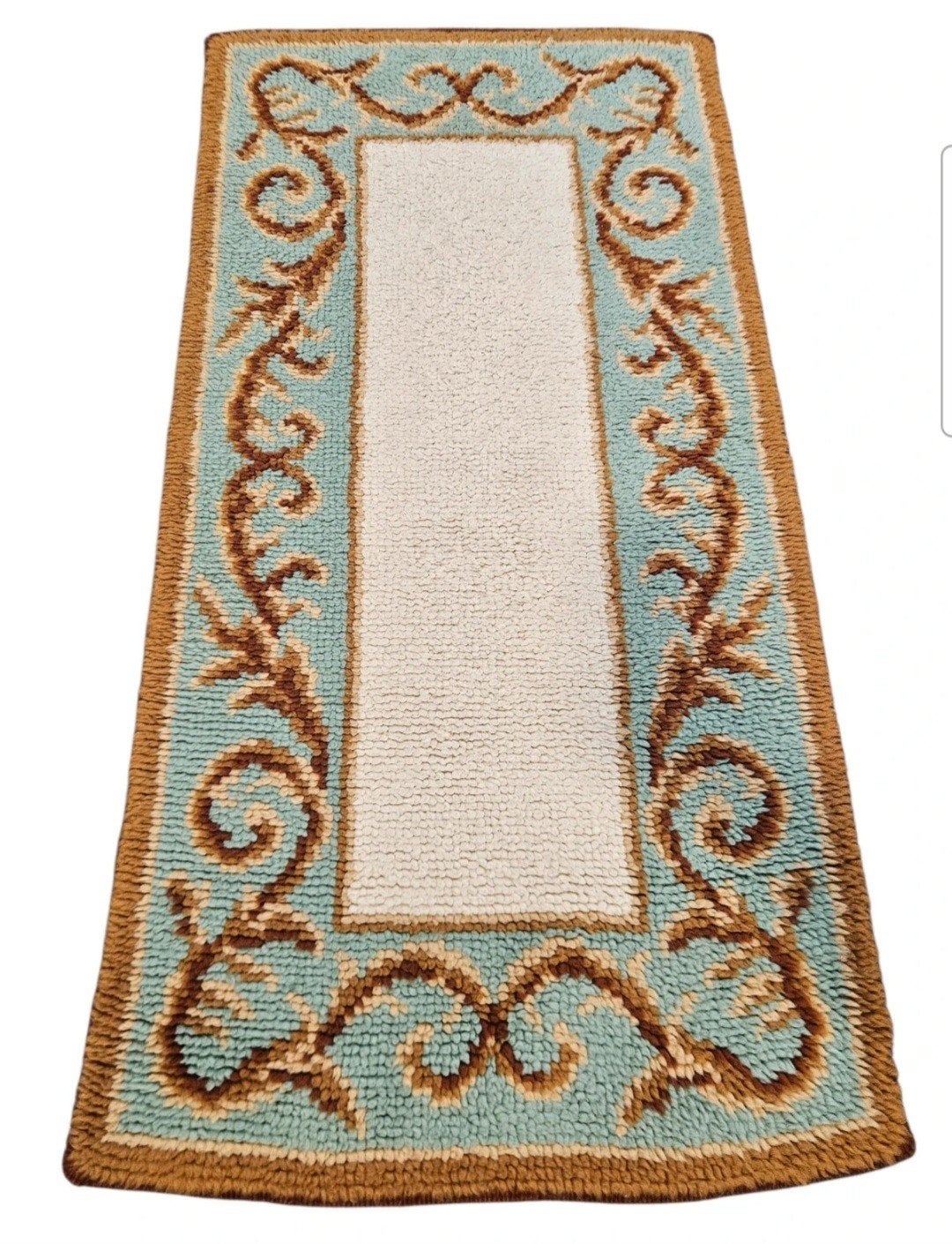 Vintage wol Barok vloerkleed Retro Smyrna floral 68x135cm, Gebruikt, 100 tot 150 cm, Vintage, Barok, Klassiek, Www.hypepopup.nl
