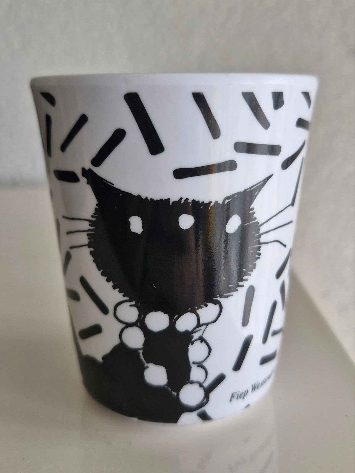 Fiep Westendorp Plastic Miauw katten beker, Overige typen, Ophalen of Verzenden, Zo goed als nieuw, Steen/keramiek