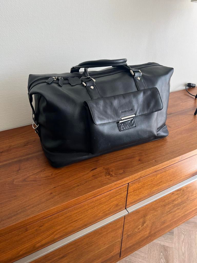 Marc Picard Leren Reistas - Zwart, 60x30x30 zgan cm, 20 tot 30 cm, Zwart, Minder dan 35 cm, Ophalen of Verzenden