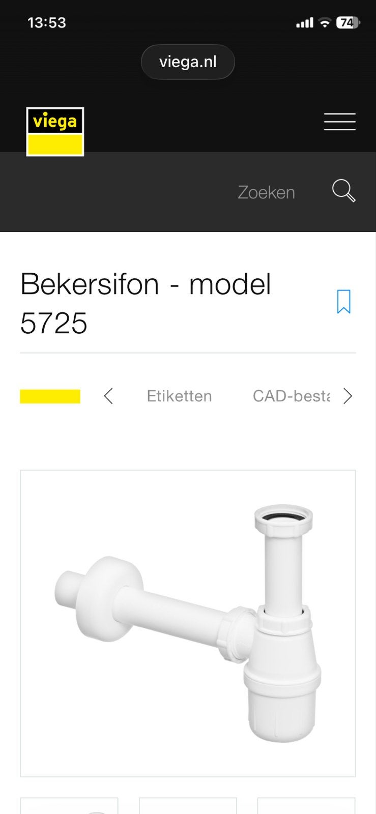 Viega Bekersifonset 5725 voor wastafel nieuw, Ophalen, Nieuw, Wastafel