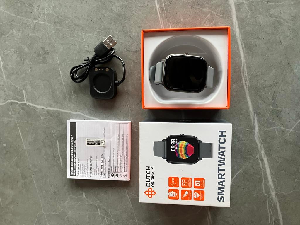 Dutch Originals Smartwatch - Grijs/Zwart, Afstand, Ophalen of Verzenden, Zo goed als nieuw, Waterdicht