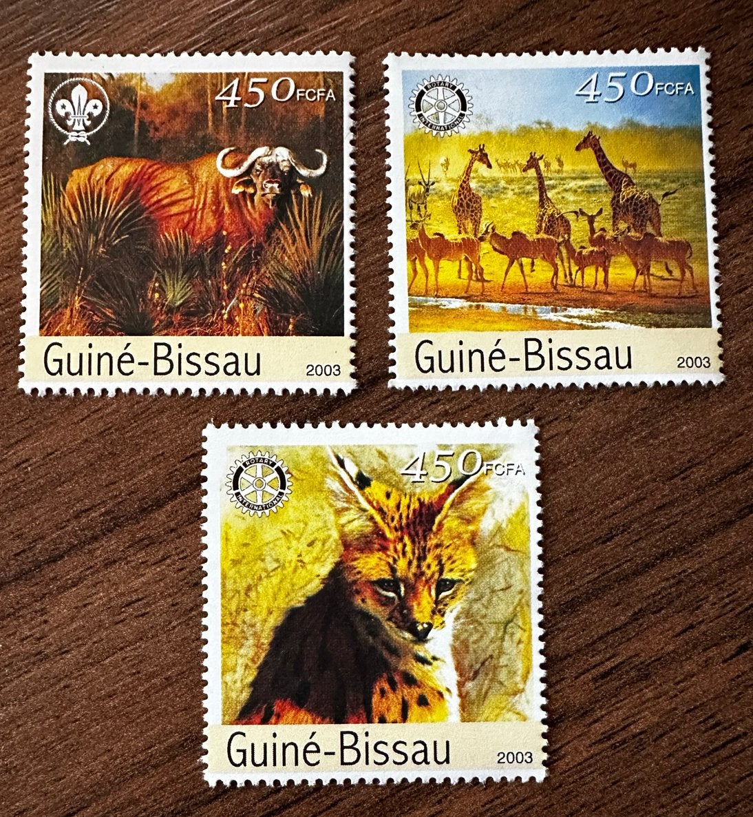 Guinee-Bissau 2003 Dieren buffel giraffen serval - Postfris, Ophalen of Verzenden, Overige landen, Postfris