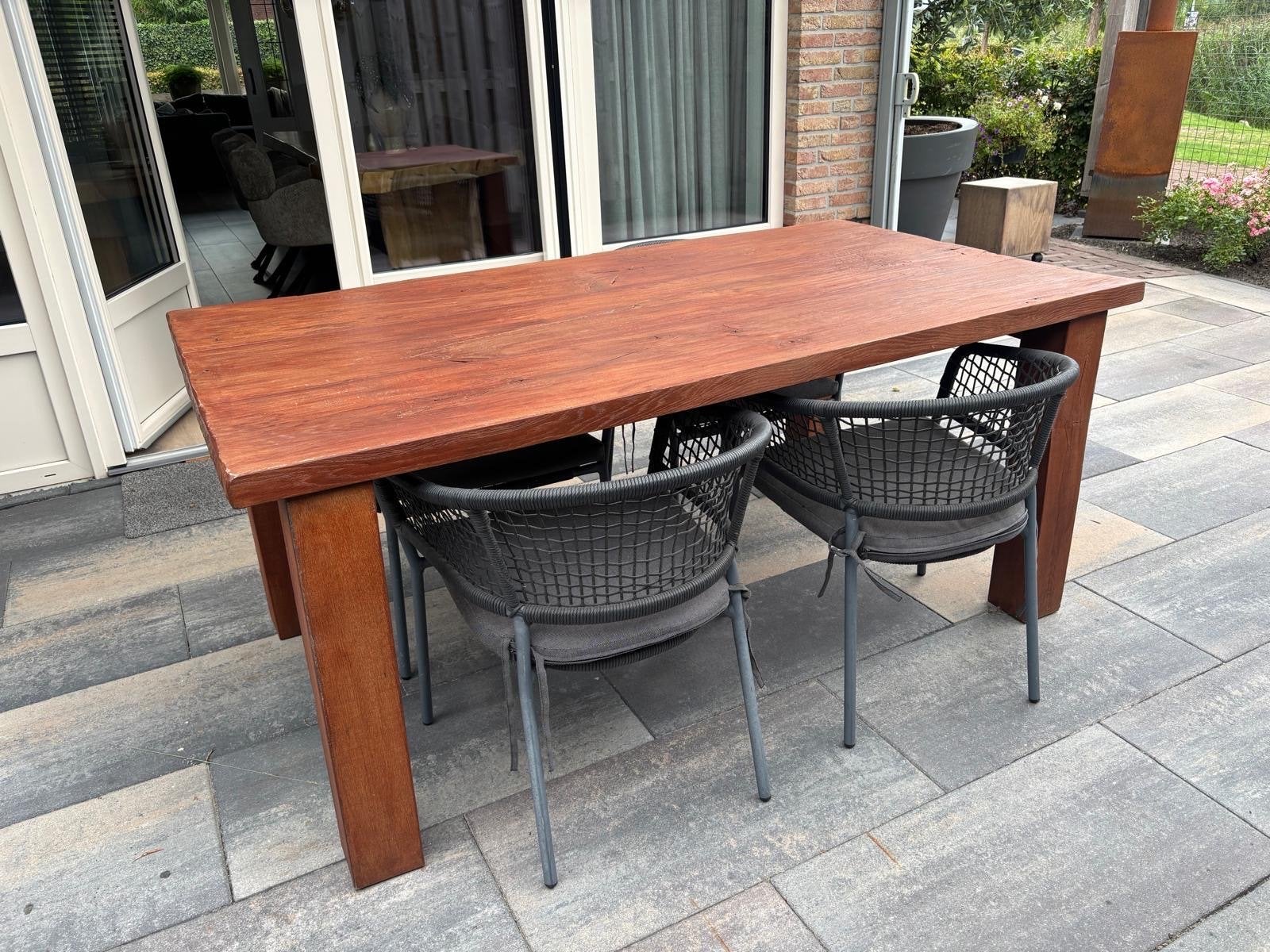 Robuuste massief eiken eettafel - T.E.A.B!, Huis en Inrichting, Ophalen, Gebruikt, Eikenhout, 50 tot 100 cm