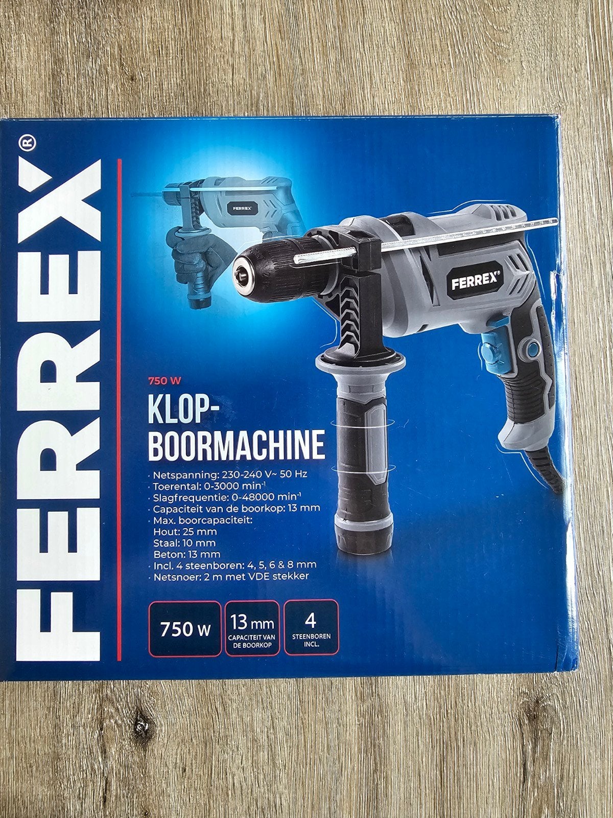 Ferrex Klopboormachine 750W - Nieuw in doos, 600 watt of meer, Boor- en/of Breekhamer, Nieuw, Ophalen of Verzenden