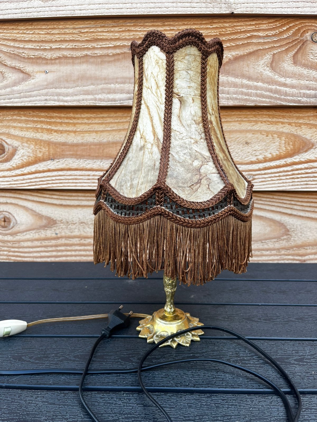 Antiek vintage brocant tafellamp schemerlamp, Ophalen of Verzenden