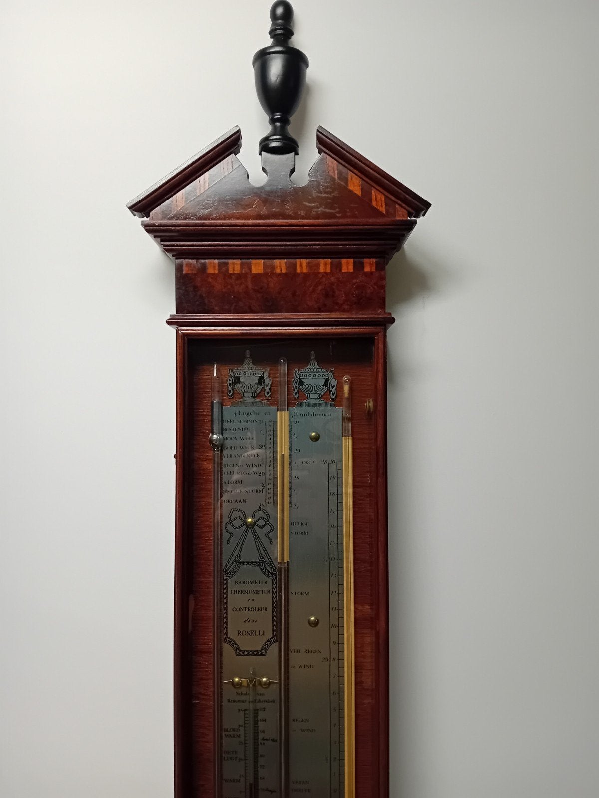 Antieke Barometer en Thermometer van Roselli, Ophalen, Zo goed als nieuw, Barometer
