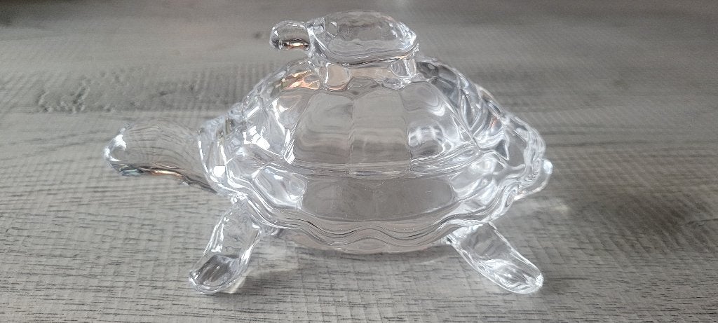 Glazen schildpad doosje - Souvenir van Mauritius, Overige stijlen, Ophalen of Verzenden, Zo goed als nieuw, Wit
